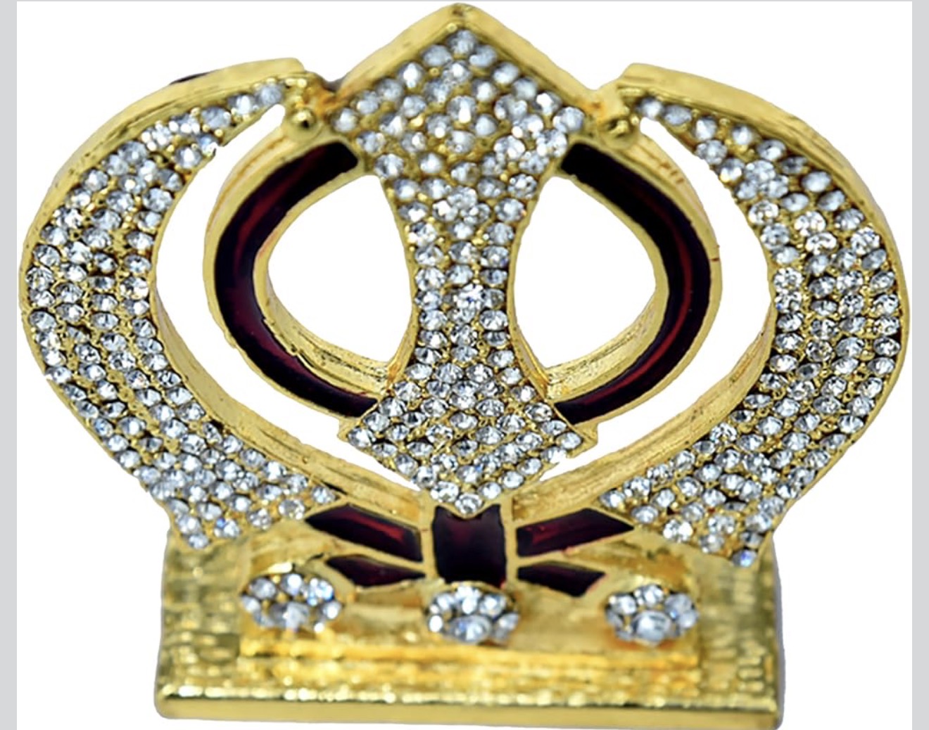 Golden Maroon Metal decorative Khanda Sahib Ji Idol - Image 3