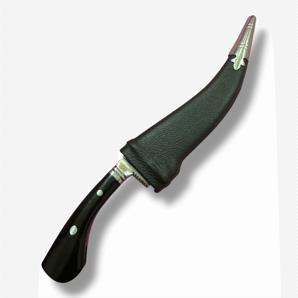 Black Leather Sheath Kirpan (Khanjar) 9"